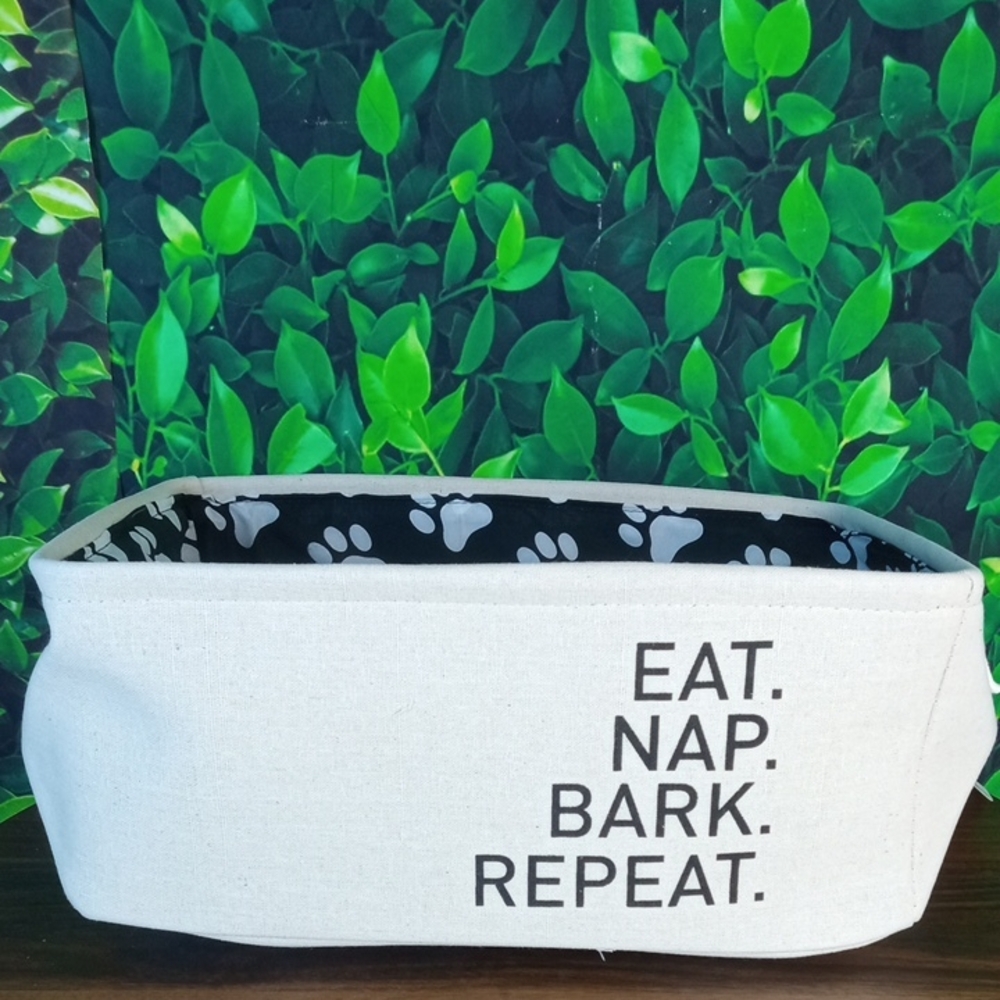 🐾🍒 Canvas Dog Toy Basket with Paw Print Lining